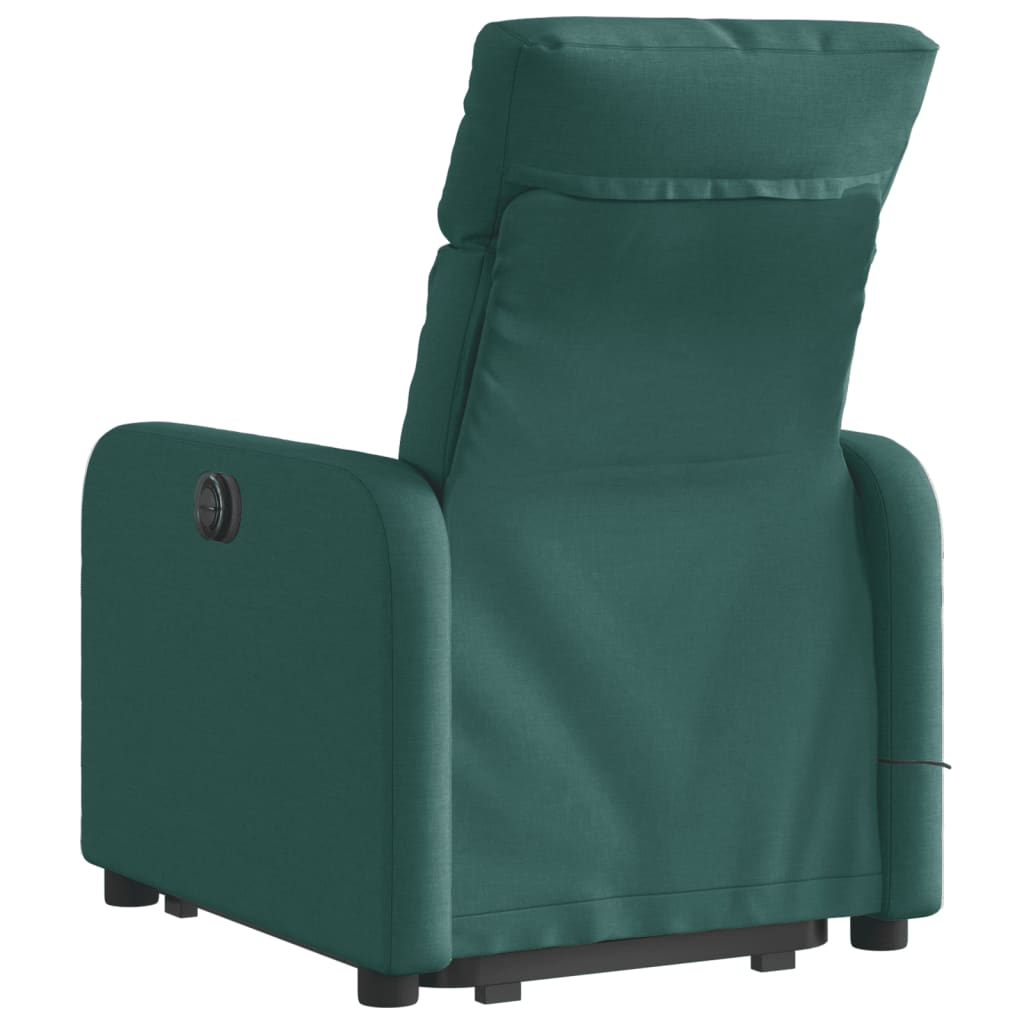 vidaXL Sillón masaje eléctrico reclinable elevable tela verde oscuro