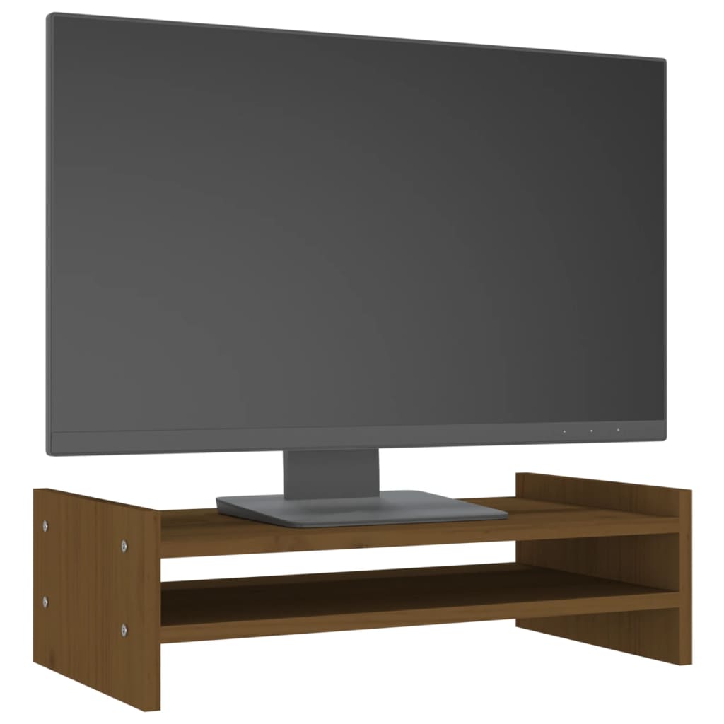 vidaXL Soporte de monitor madera maciza pino marrón miel 50x27x15 cm