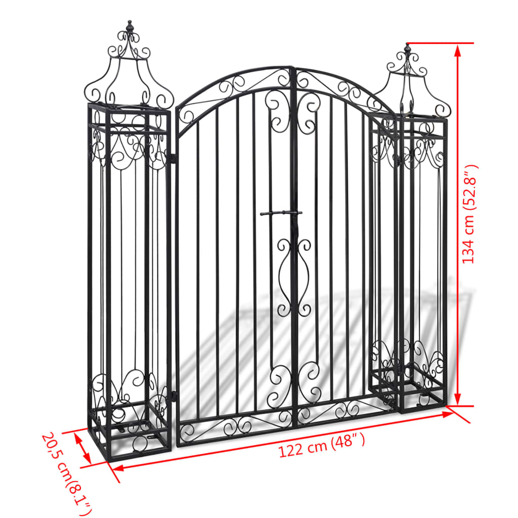 vidaXL Puerta de jardín decorativa de hierro forjado 122x20,5x134 cm