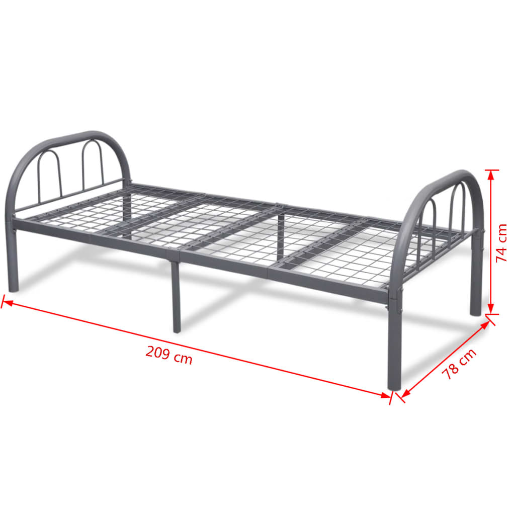 vidaXL Estructura de cama de metal gris 75x200 cm