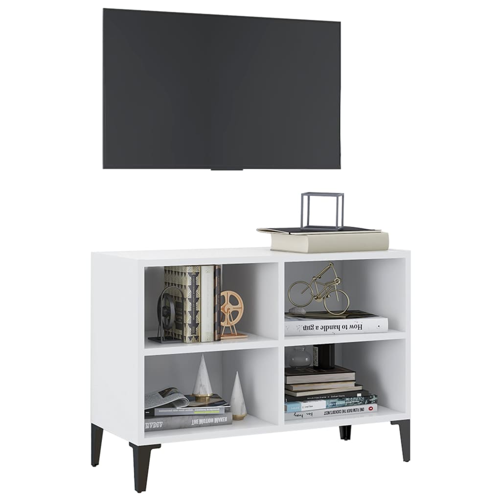vidaXL Mueble de TV con patas de metal blanco 69,5x30x50 cm