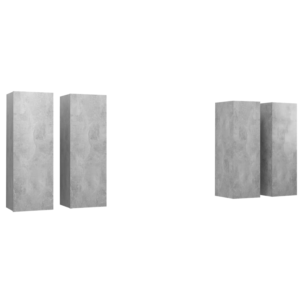 vidaXL Muebles de salón 4 pzas gris hormigón 30,5x30x90 cm