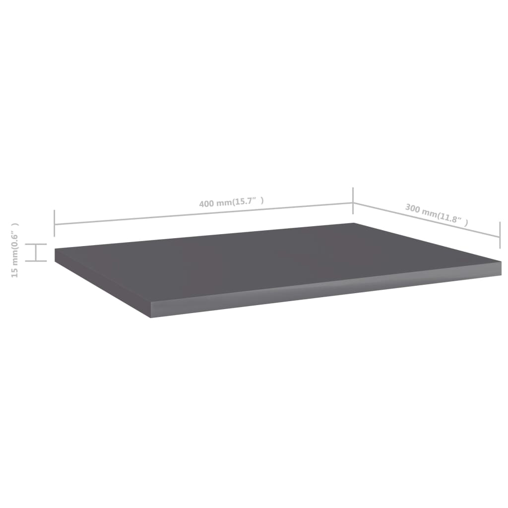 vidaXL Estante estantería 4 uds contrachapada gris brillo 40x30x1,5 cm