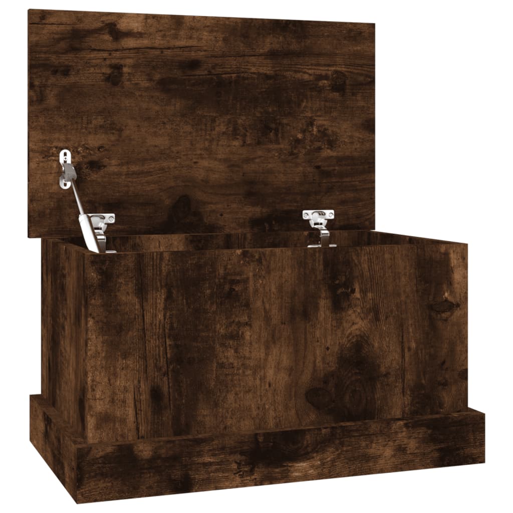 vidaXL Baúl almacenaje madera contrachapada roble ahumado 50x30x28 cm