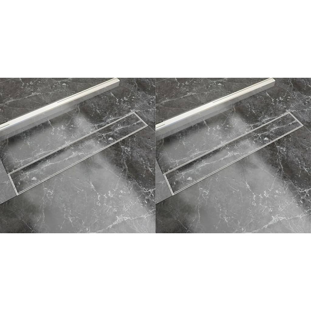 vidaXL Desagüe lineal de ducha 2 piezas 730x140 mm acero inoxidable