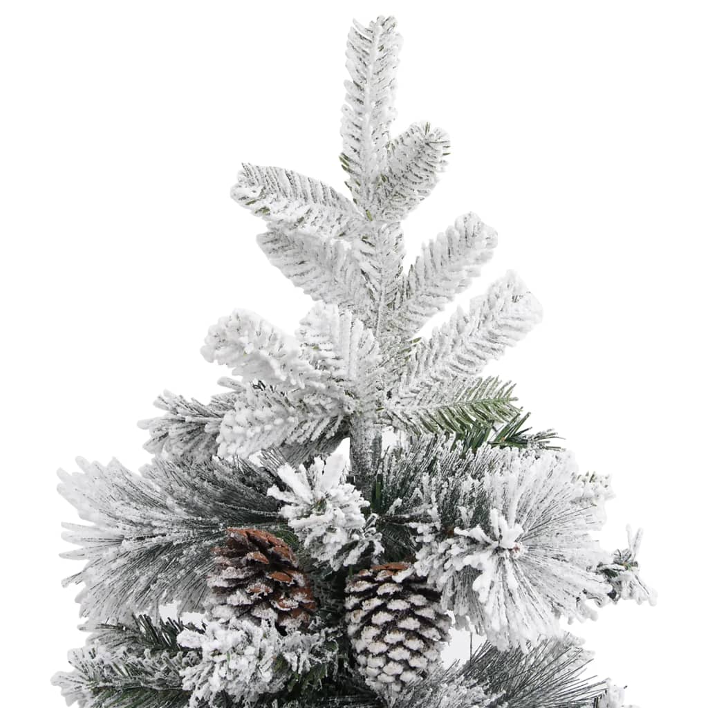 vidaXL Árbol de Navidad con nieve flocada y piñas PVC y PE 195 cm