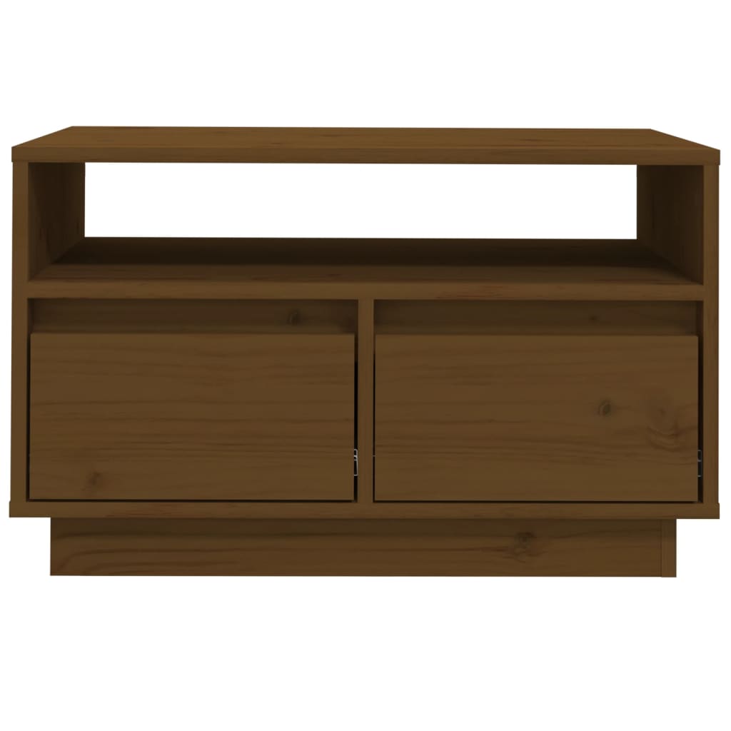 vidaXL Mueble de TV madera maciza de pino marrón miel 60x35x37 cm