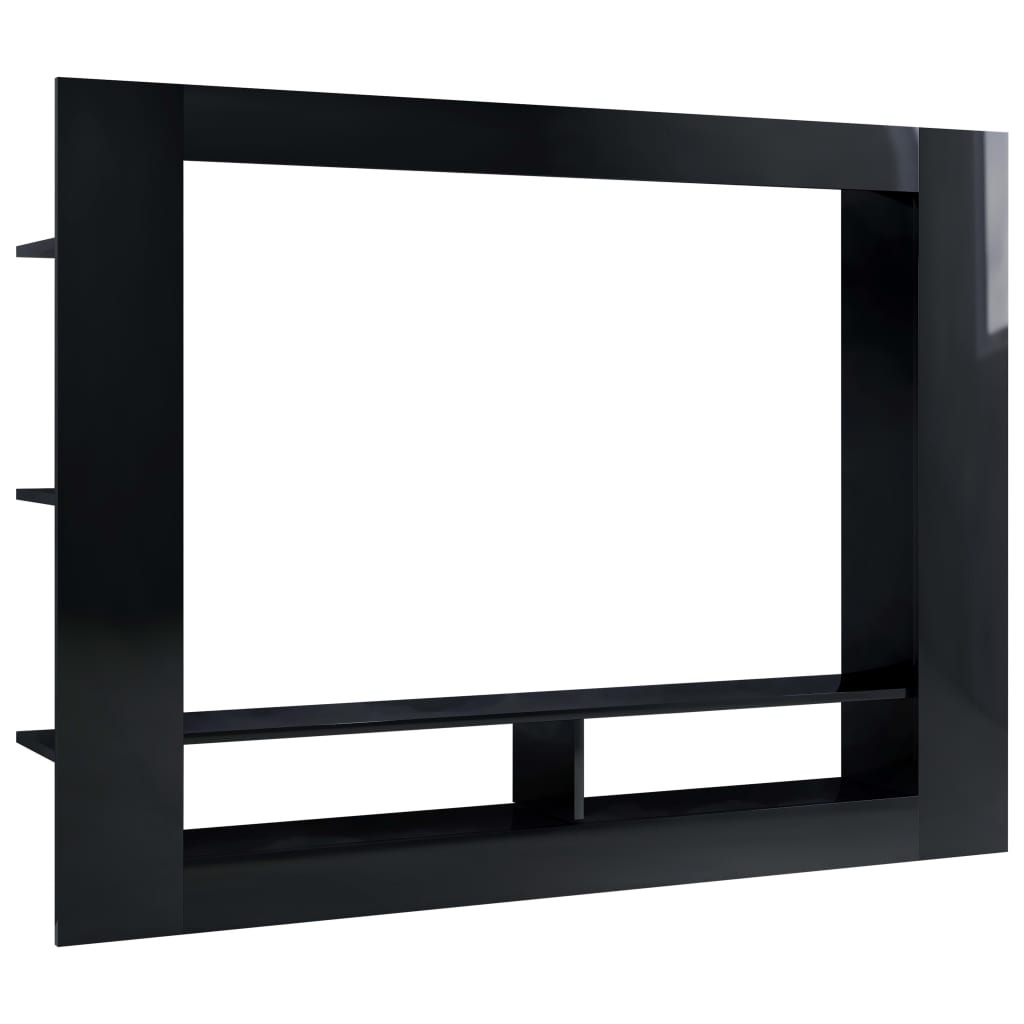 vidaXL Mueble de TV madera contrachapada negro brillante 152x22x113 cm
