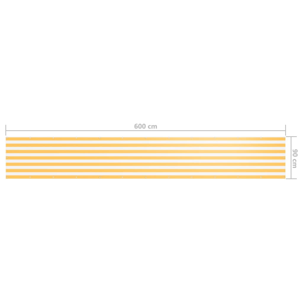 vidaXL Toldo para balcón tela oxford blanco y amarillo 90x600 cm