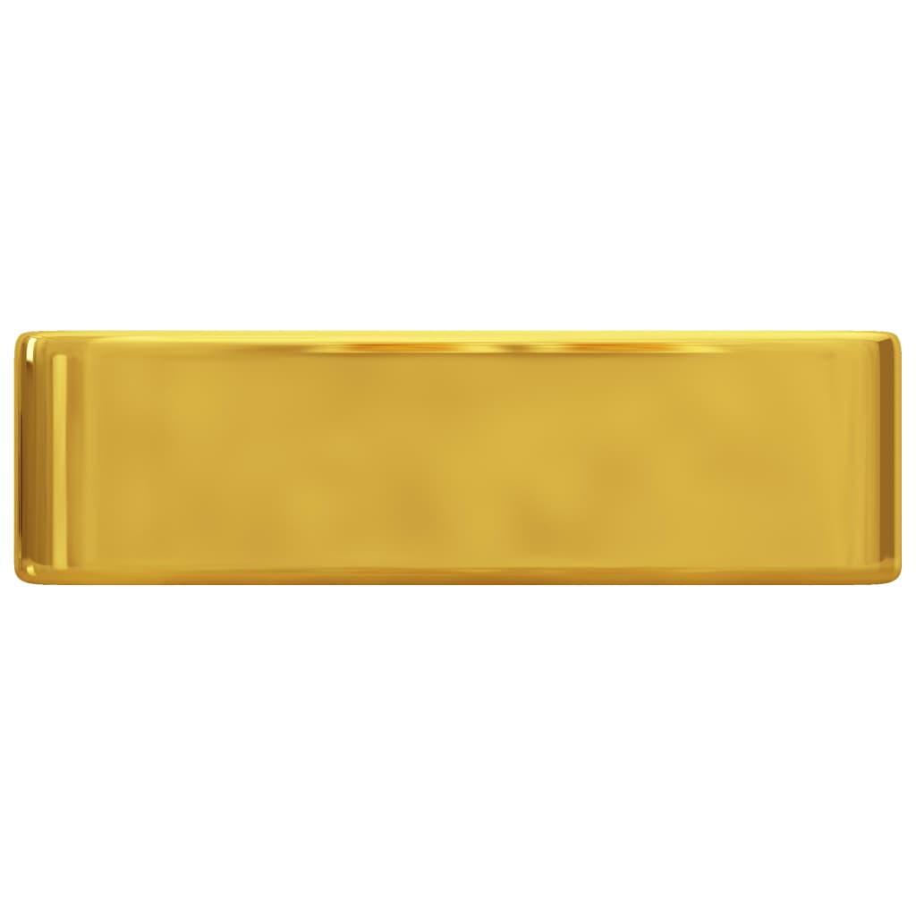 vidaXL Lavabo con orificio para grifo 48x37x13,5 cm cerámica dorado