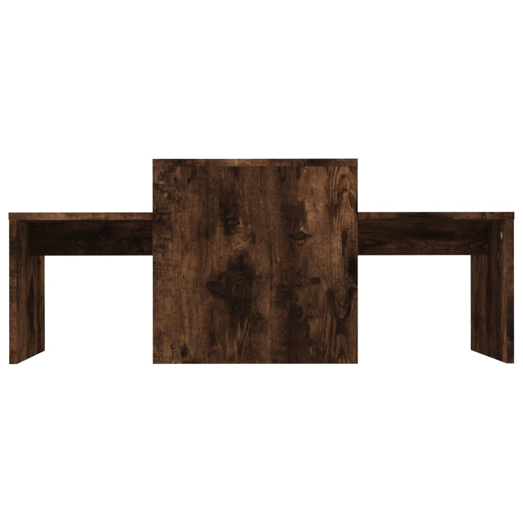 vidaXL Set mesas centro madera contrachapada roble ahumado 100x48x40cm