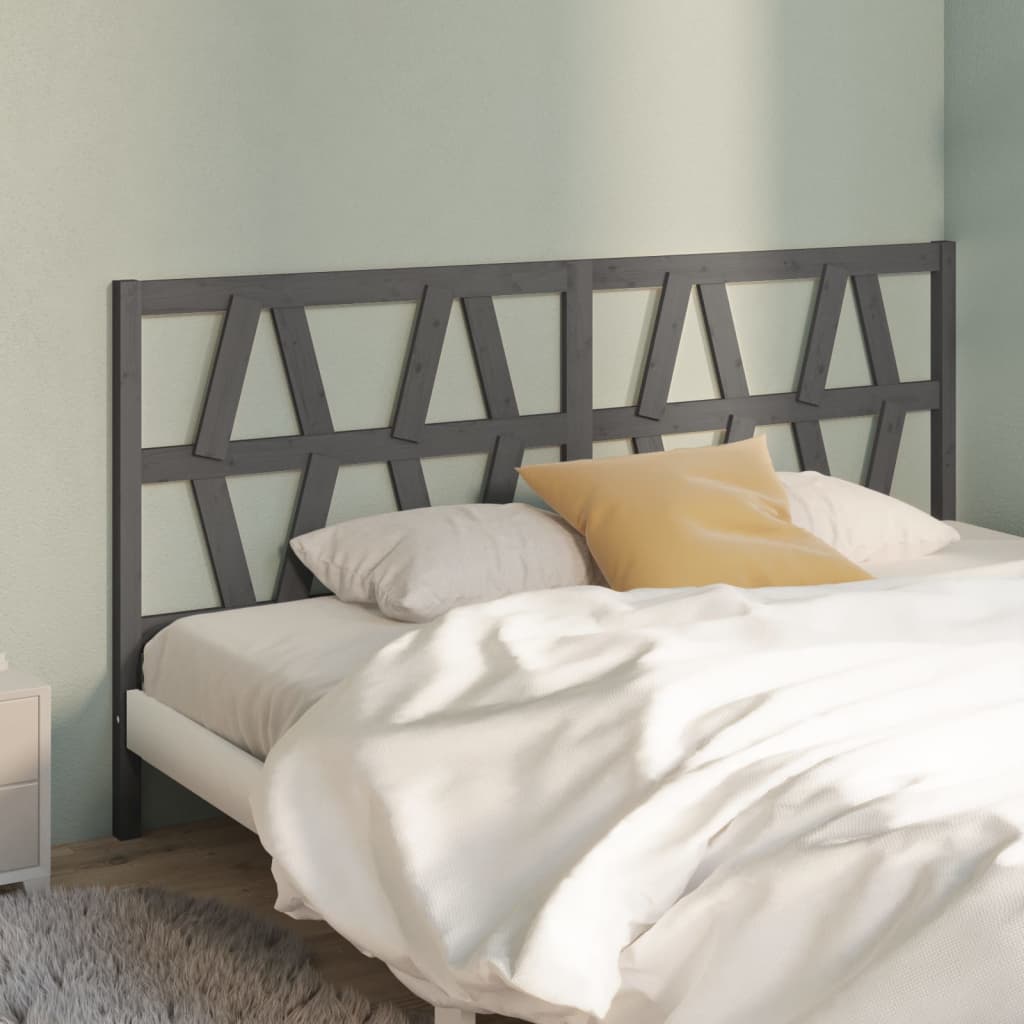 vidaXL Cabecero de cama madera maciza de pino gris 206x4x100 cm
