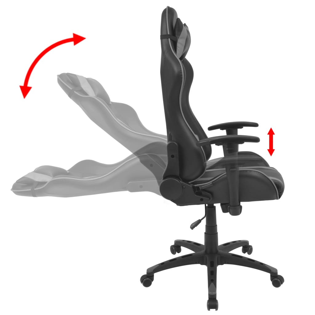 vidaXL Silla de escritorio Racing reclinable de cuero artificial gris