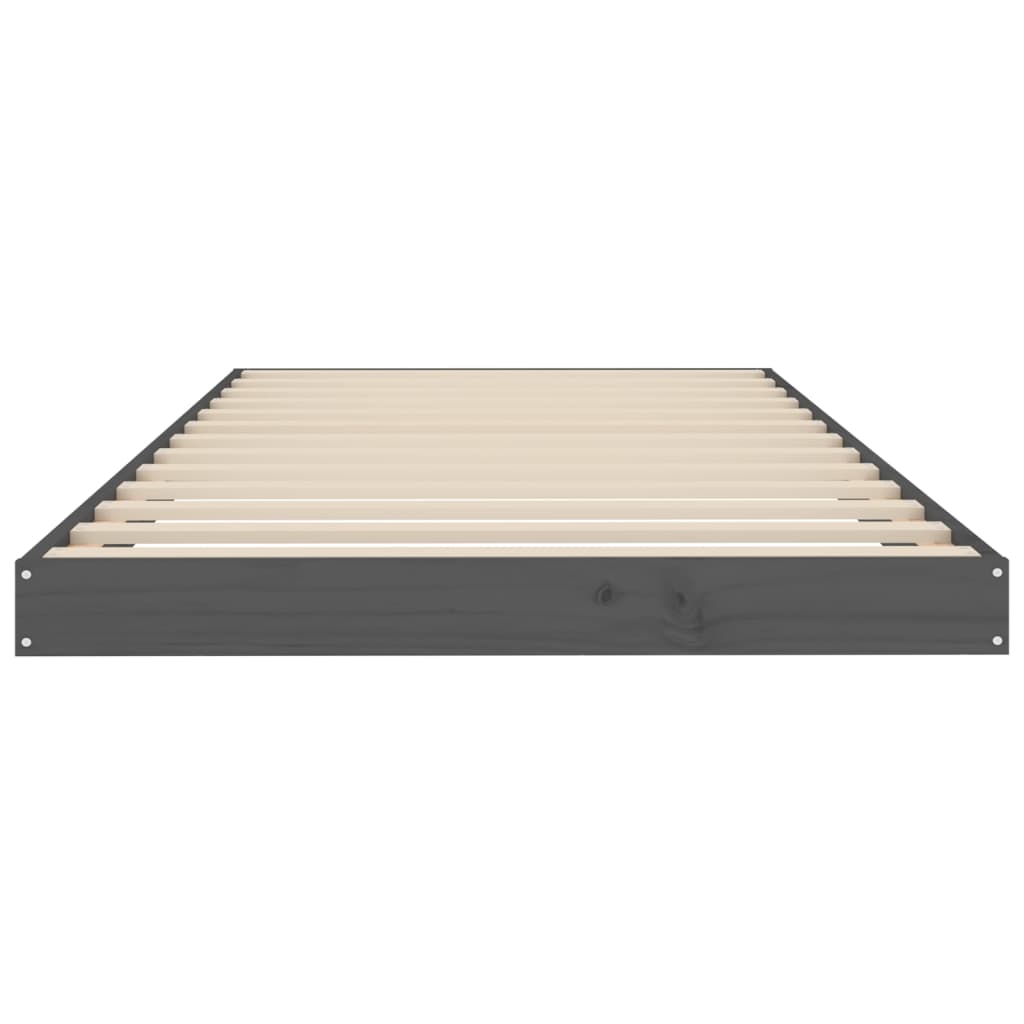 vidaXL Estructura de cama madera maciza de pino gris 90x200 cm