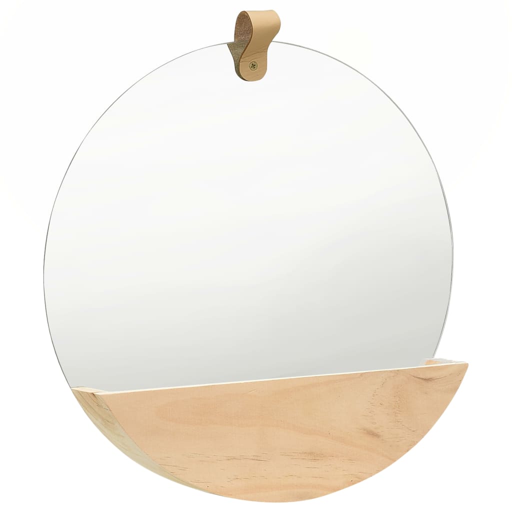 vidaXL Espejo de pared de madera maciza de pino 35 cm