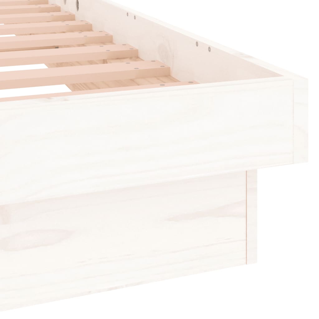 vidaXL Estructura de cama con LED madera maciza blanca 180x200 cm