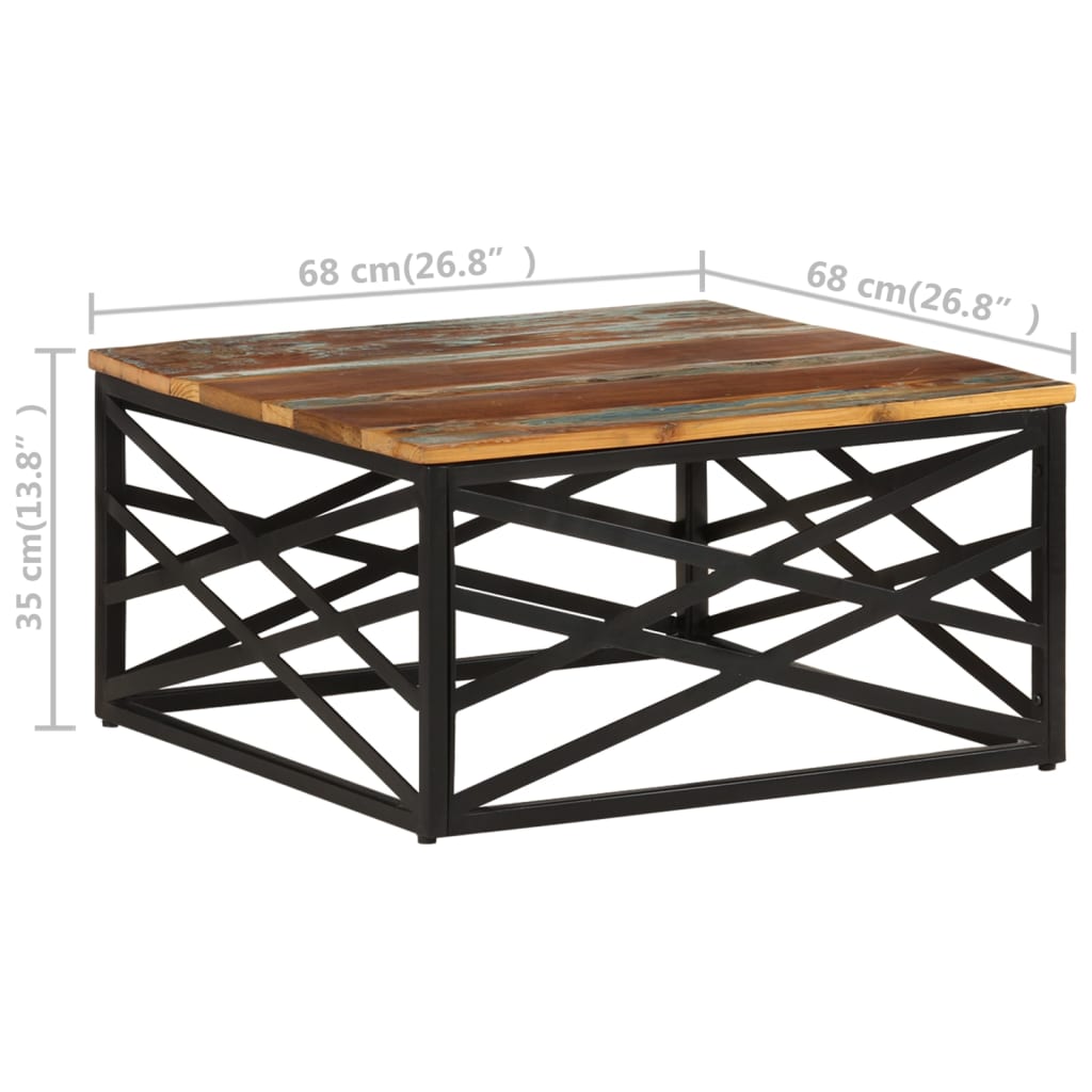 vidaXL Mesa de centro de madera maciza reciclada 68x68x35 cm