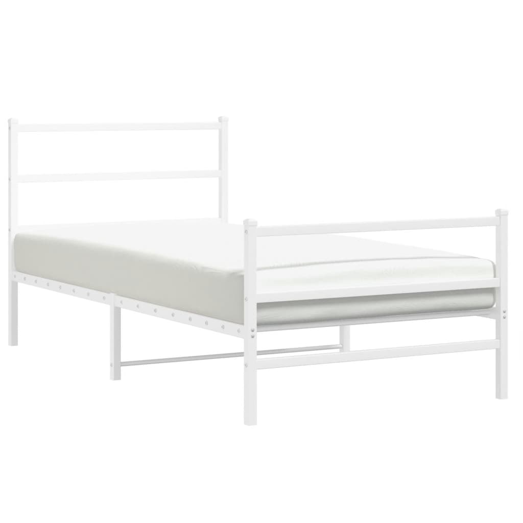 vidaXL Estructura cama metal con cabecero y estribo blanco 100x200 cm