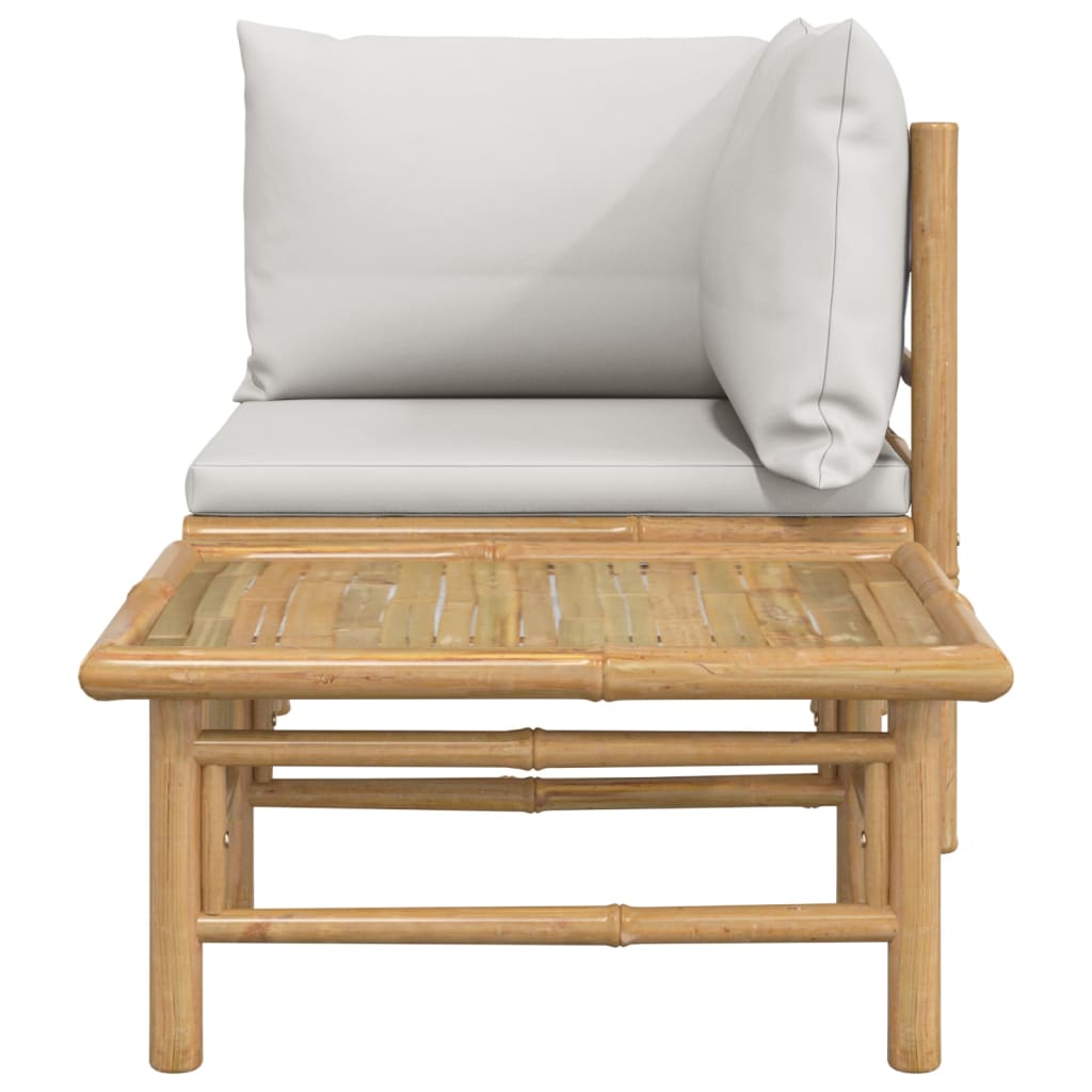 vidaXL Set de muebles de jardín 2 piezas bambú y cojines gris claro