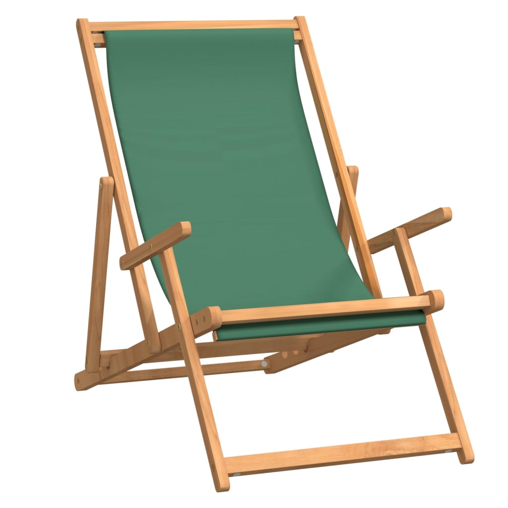 vidaXL Silla de playa plegable de madera maciza de teca verde