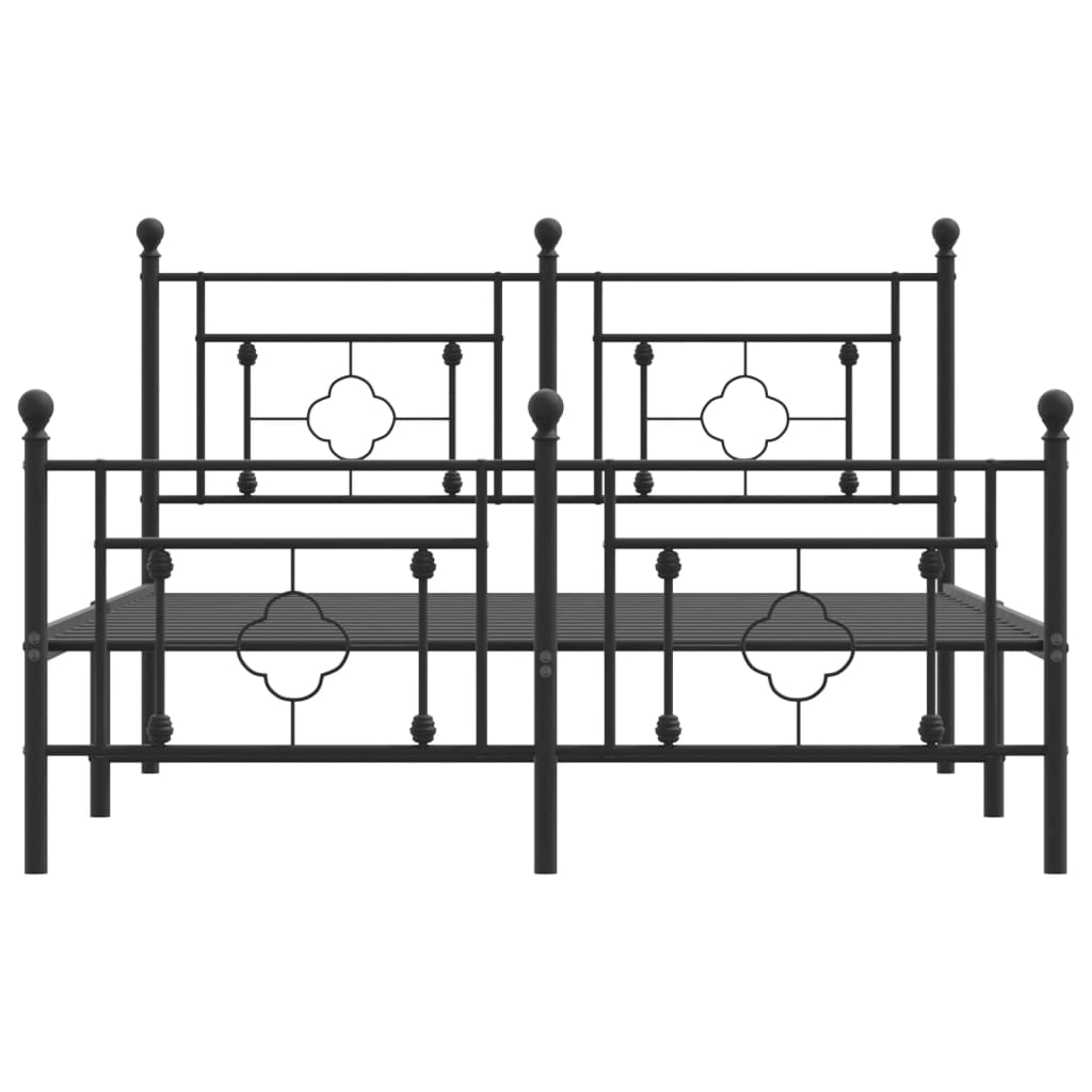 vidaXL Estructura de cama cabecero y pie de cama metal negro 135x190cm