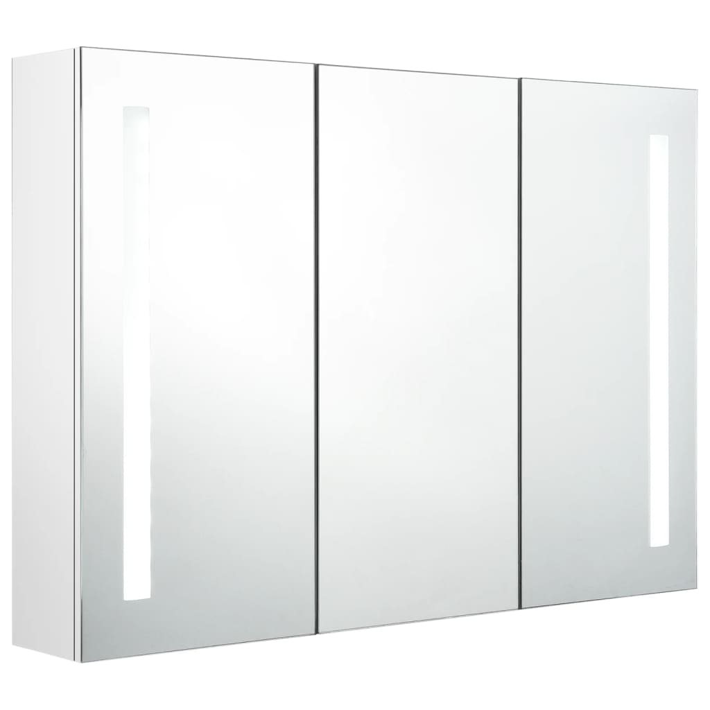 vidaXL Mueble de baño con espejo LED blanco brillante 89x14x62 cm