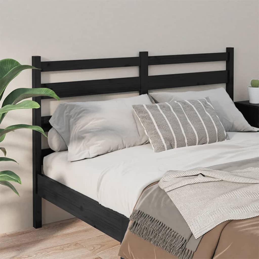 vidaXL Cabecero de cama madera maciza de pino negro 206x4x100 cm