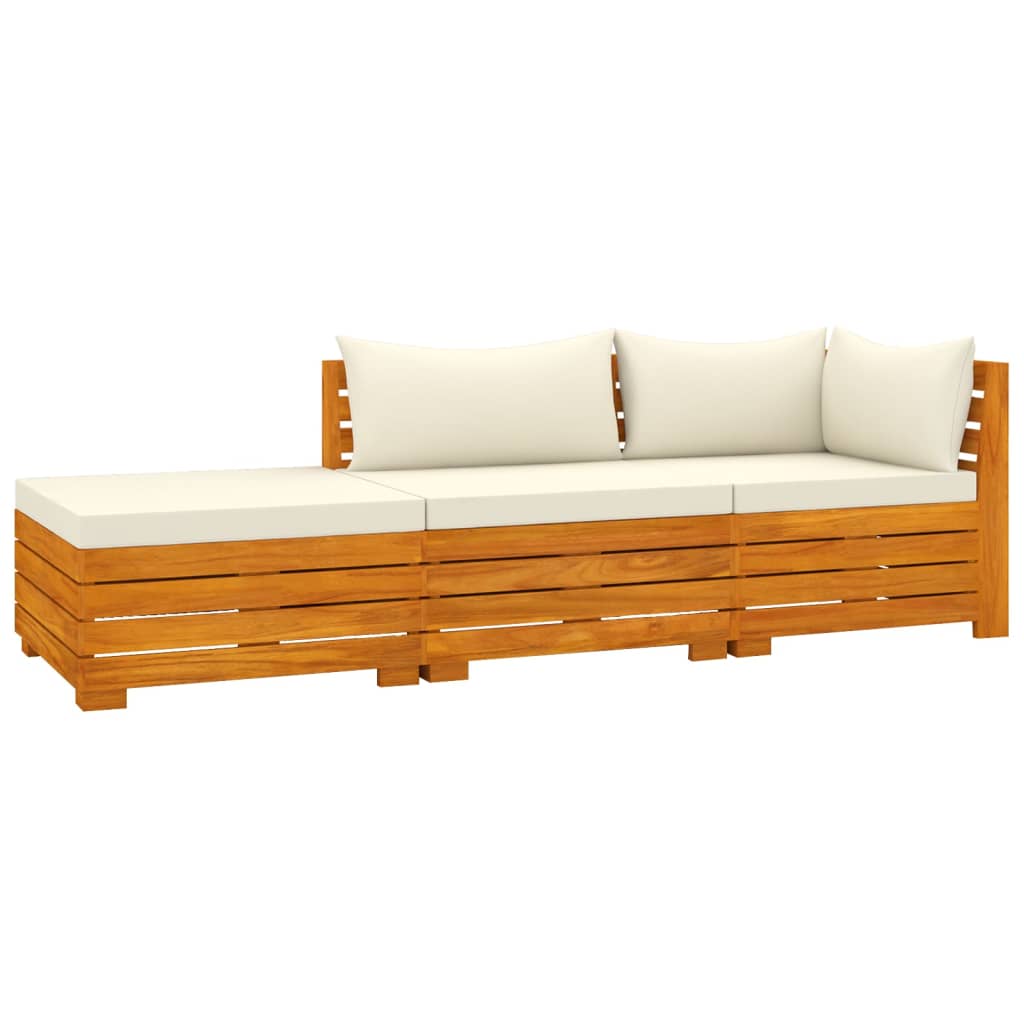 vidaXL Muebles de jardín 3 piezas con cojines madera maciza de acacia