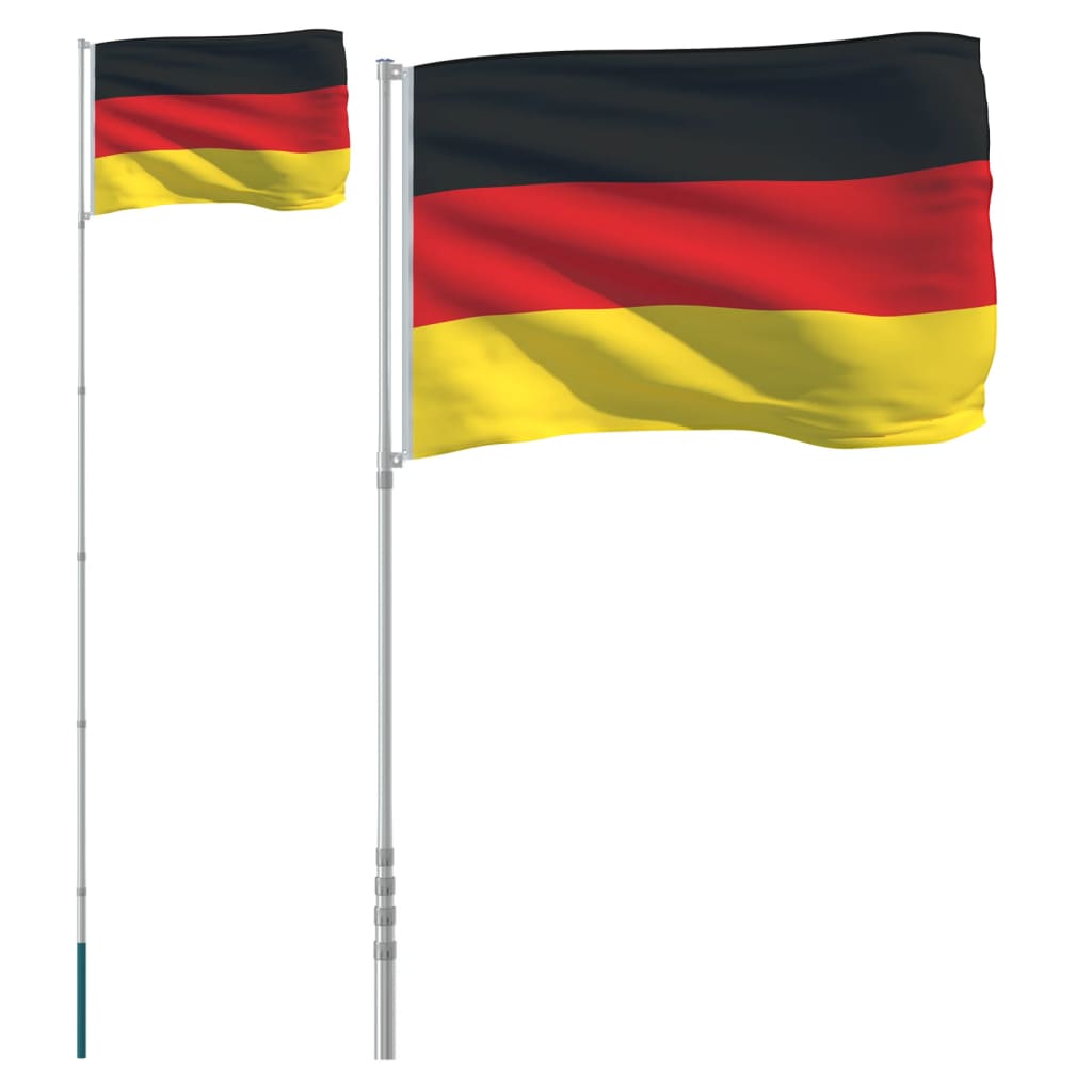 vidaXL Mástil y bandera de Alemania aluminio 5,55 m