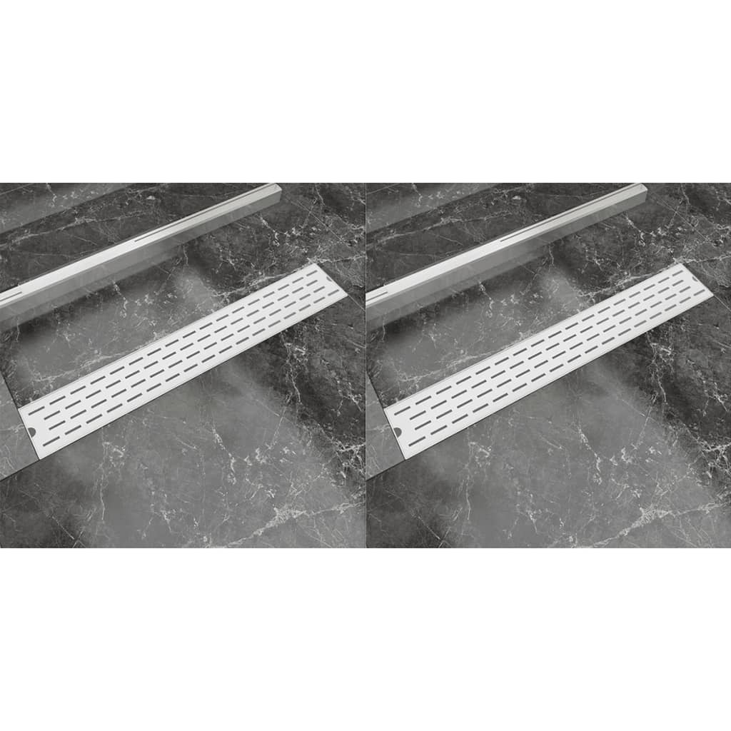 vidaXL Desagüe lineal de ducha 2 piezas 730x140 mm acero inoxidable