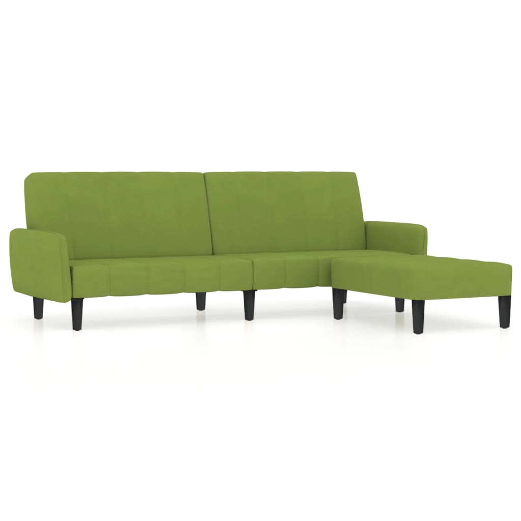 vidaXL Sofá cama de 2 plazas con reposapiés terciopelo verde claro