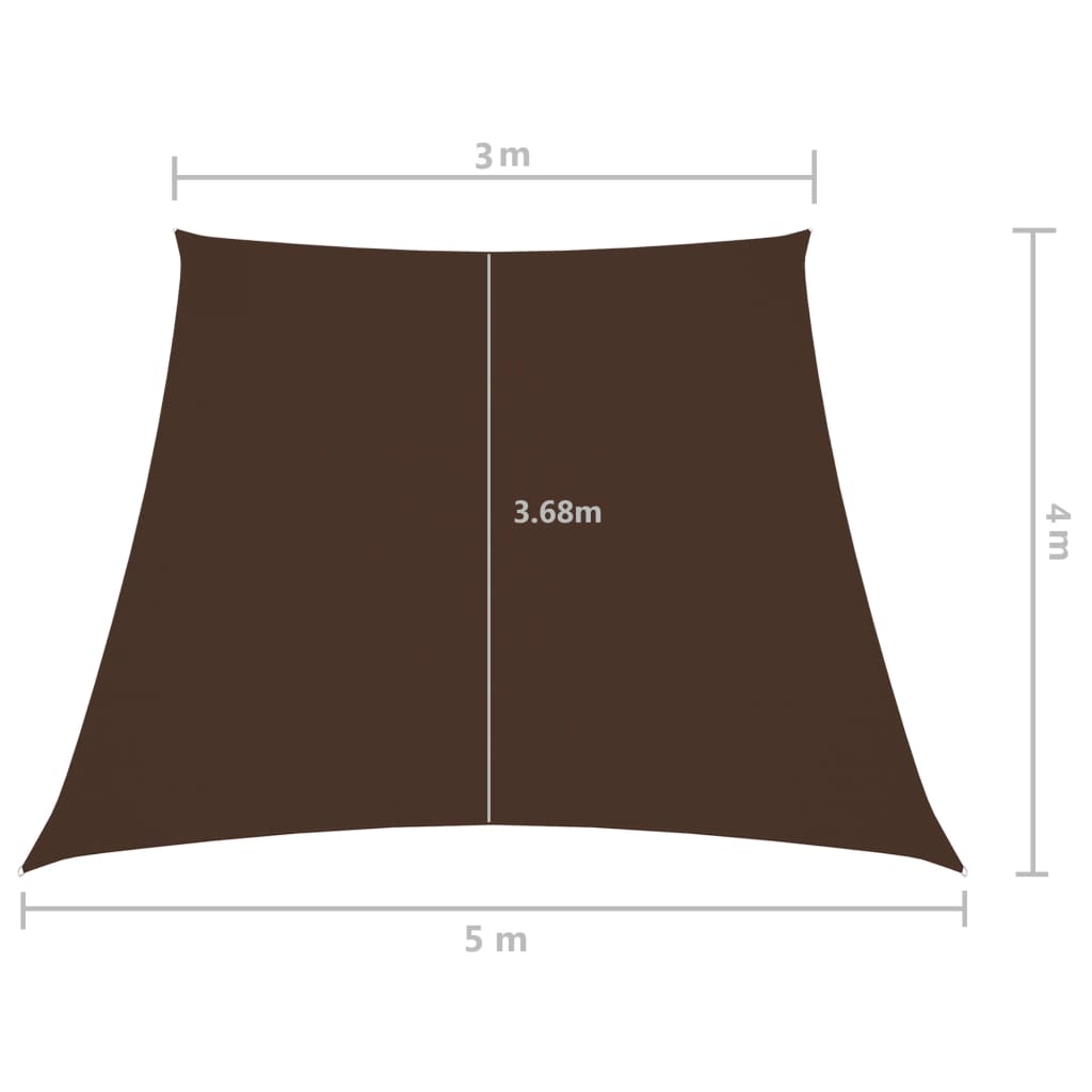 vidaXL Toldo de vela trapezoidal de tela oxford marrón 3/5x4 m