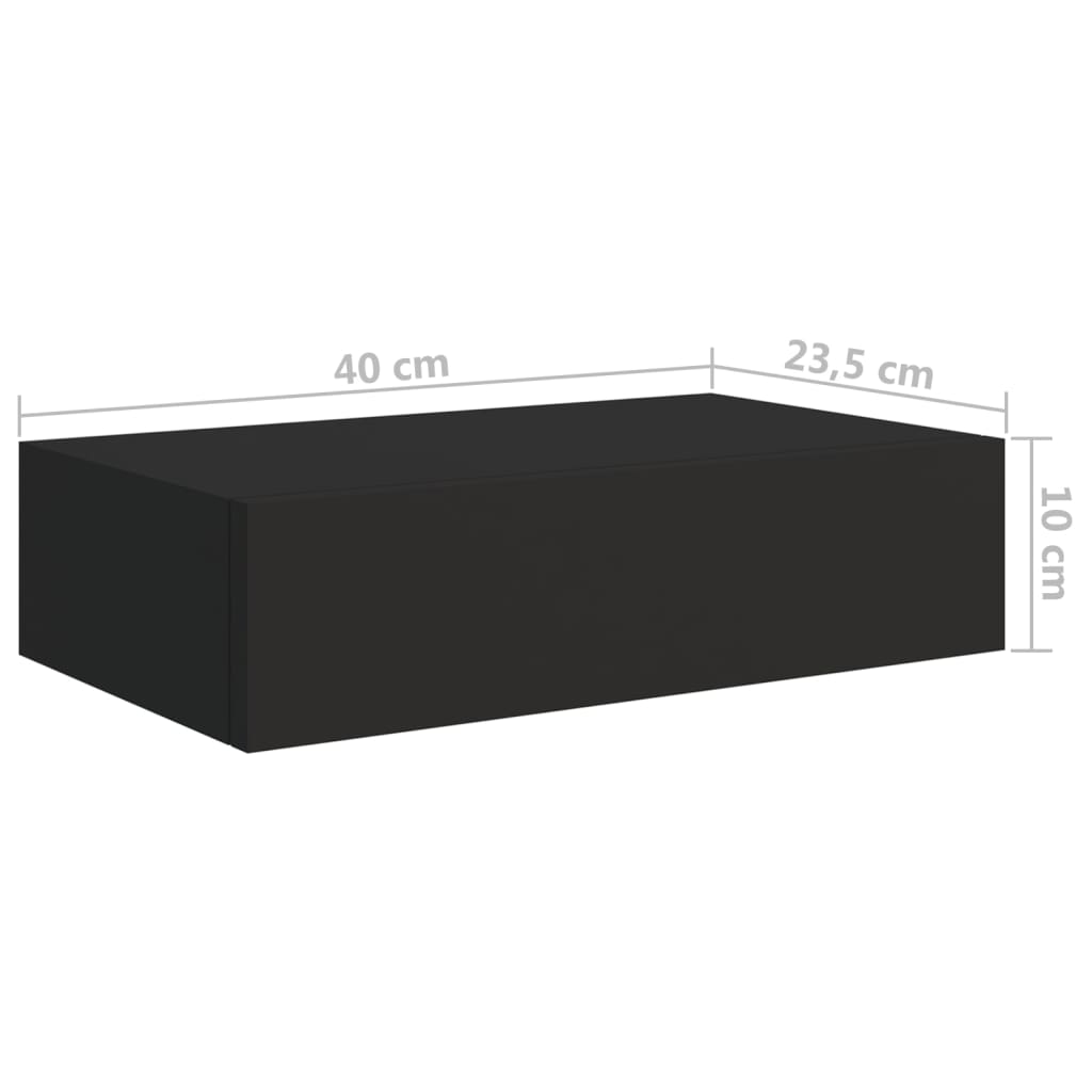 vidaXL Estantes de pared con cajón 2 uds MDF negro 40x23,5x10 cm