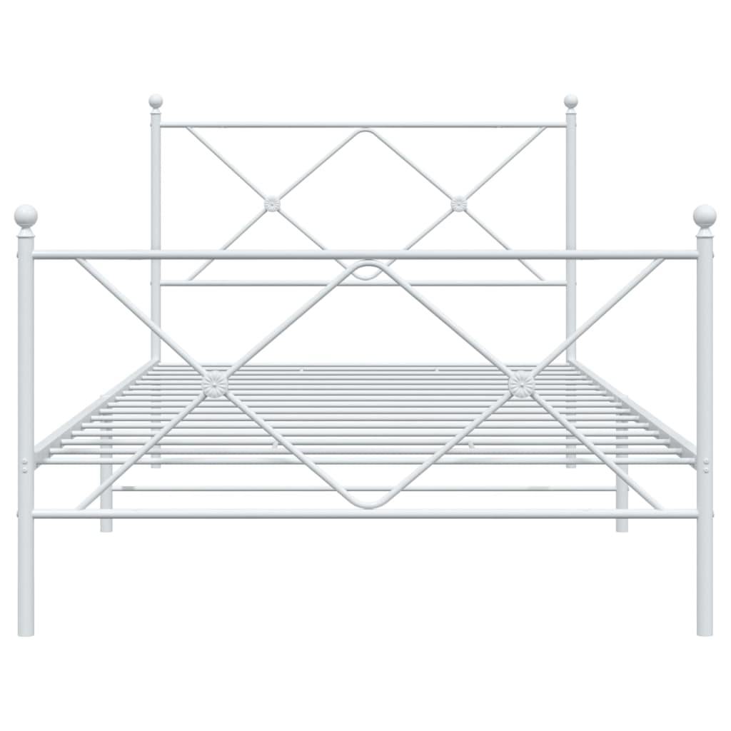 vidaXL Estructura de cama de metal con cabecero blanco 107x203 cm