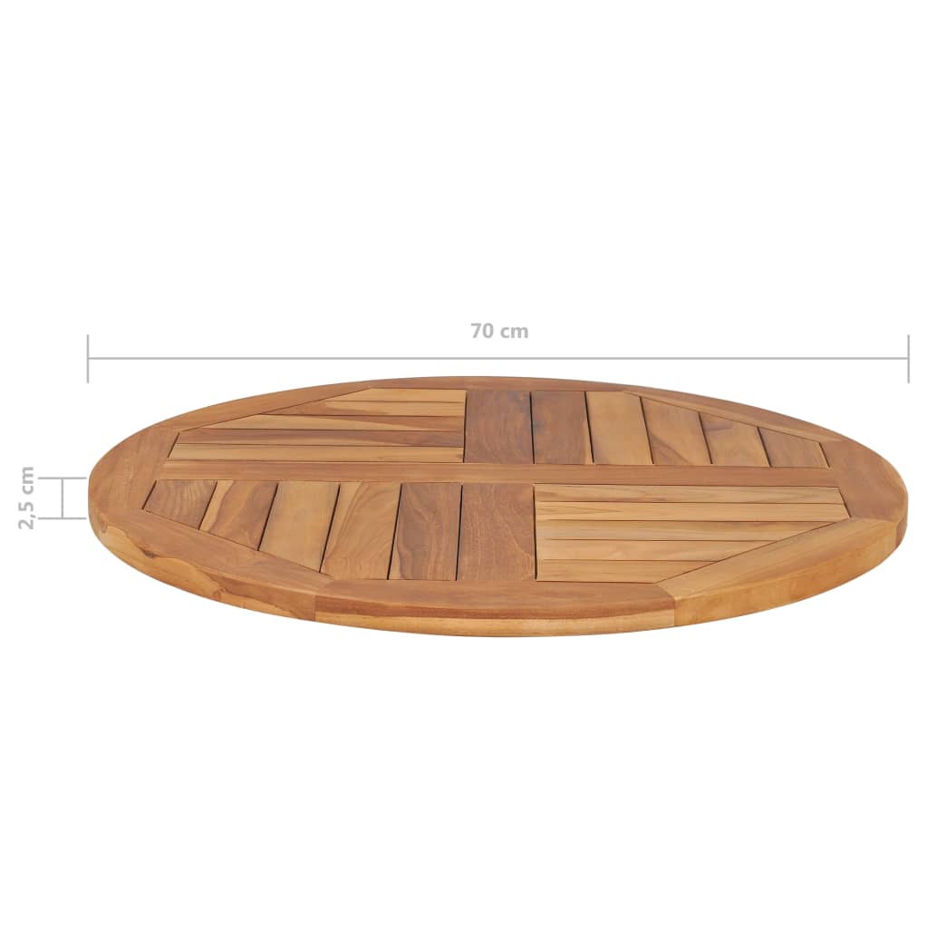 vidaXL Superficie de mesa redonda madera maciza de teca 2,5 cm 70 cm