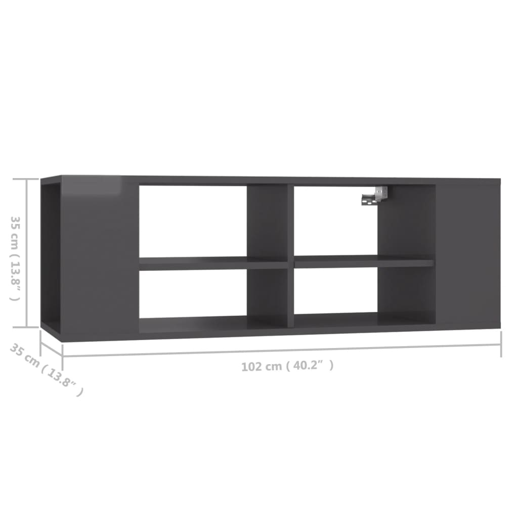 vidaXL Mueble de pared para TV madera contrachapada gris 102x35x35 cm