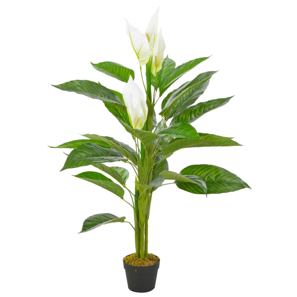 vidaXL Planta artificial Anthurium con macetero 115 cm blanco