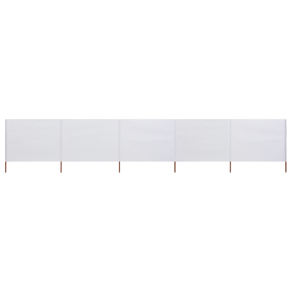 vidaXL Paravientos de 5 paneles tela blanco arena 600x120 cm