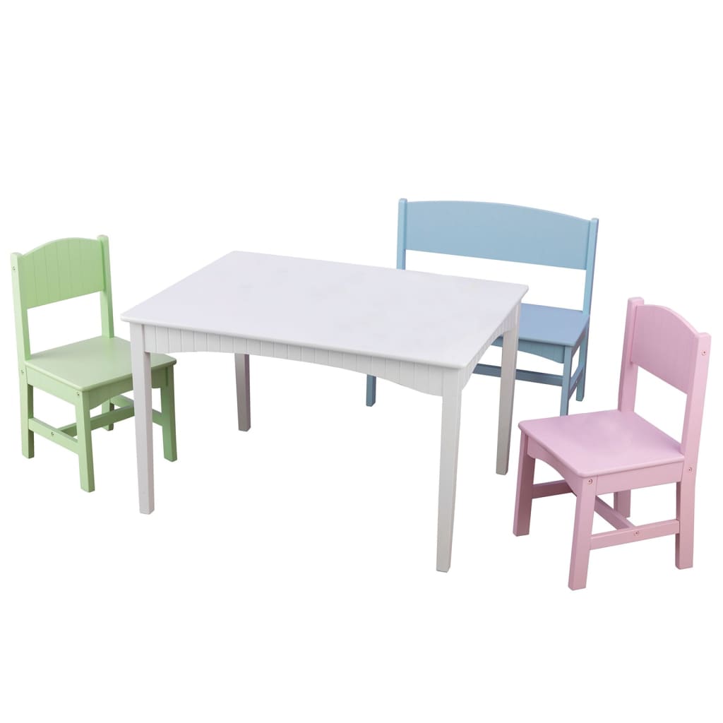 KidKraft Set de mesa y silla para niños con banco Nantucket pastell