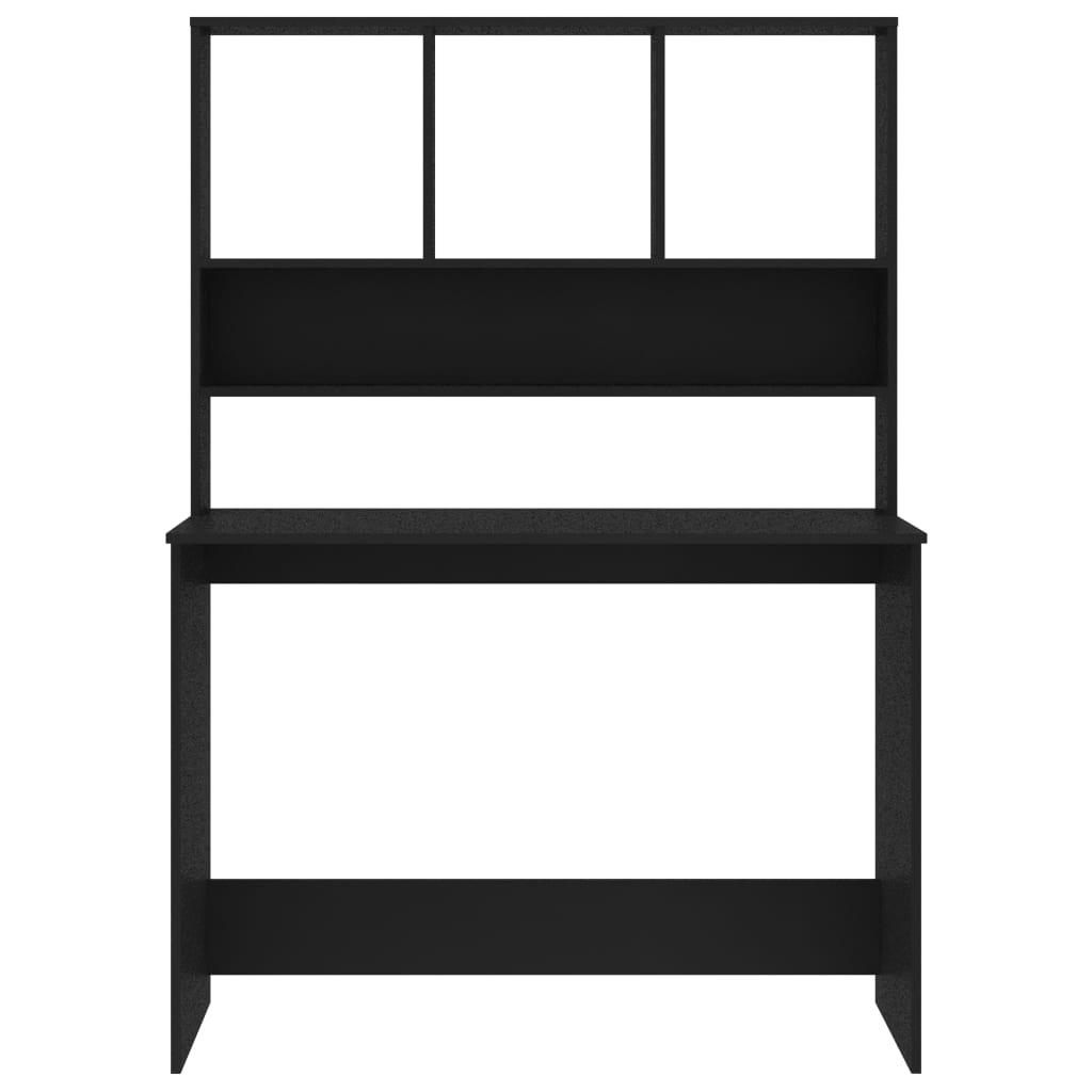vidaXL Escritorio con estantes contrachapada negro 110x45x157 cm