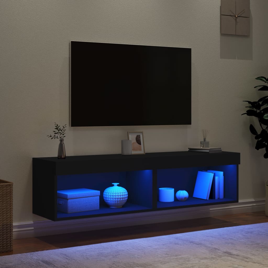 vidaXL Muebles para TV con luces LED 2 uds negro 60x30x30 cm