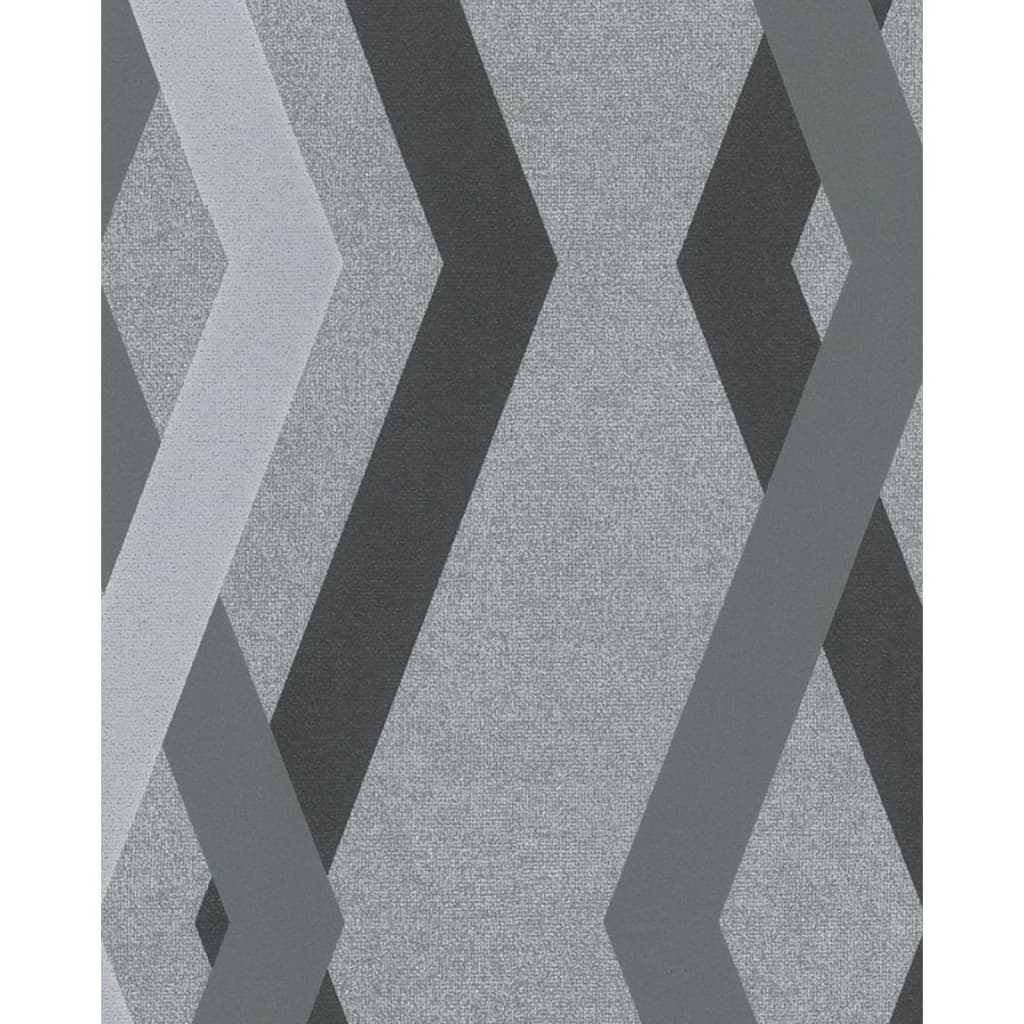 Topchic Papel de pared Graphic Lines Diamondss gris y negro