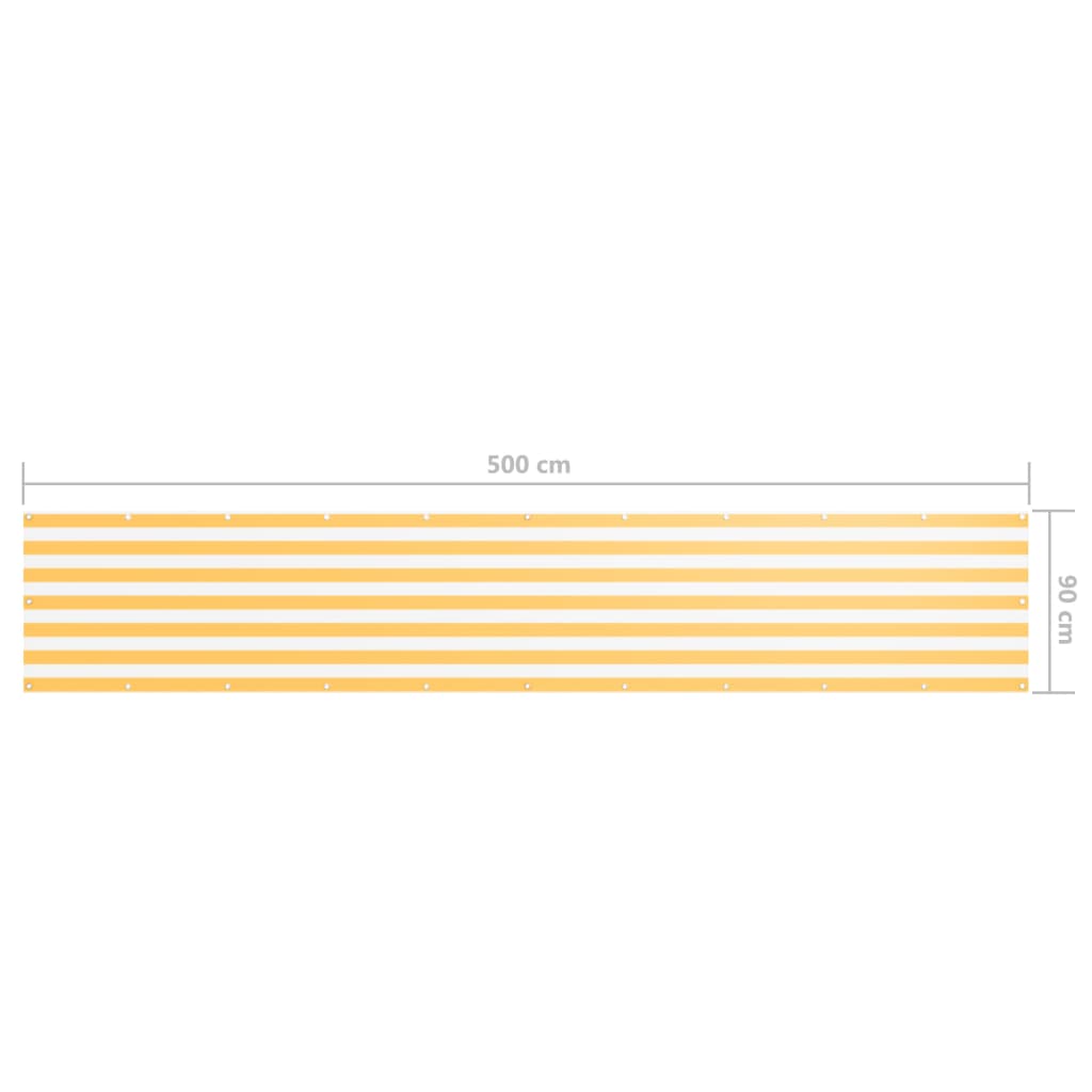 vidaXL Toldo para balcón tela oxford blanco y amarillo 90x500 cm