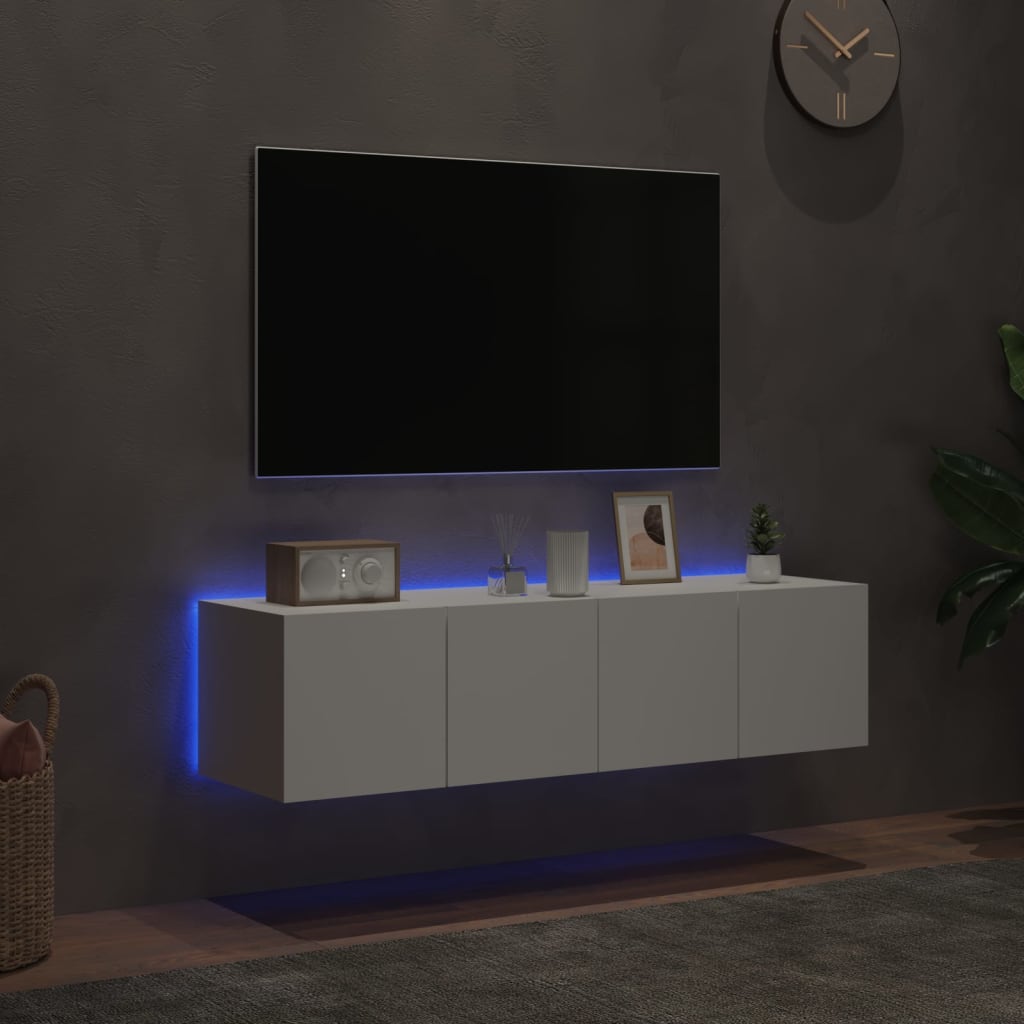vidaXL Muebles de TV de pared con luces LED 2 uds blanco 60x35x31 cm