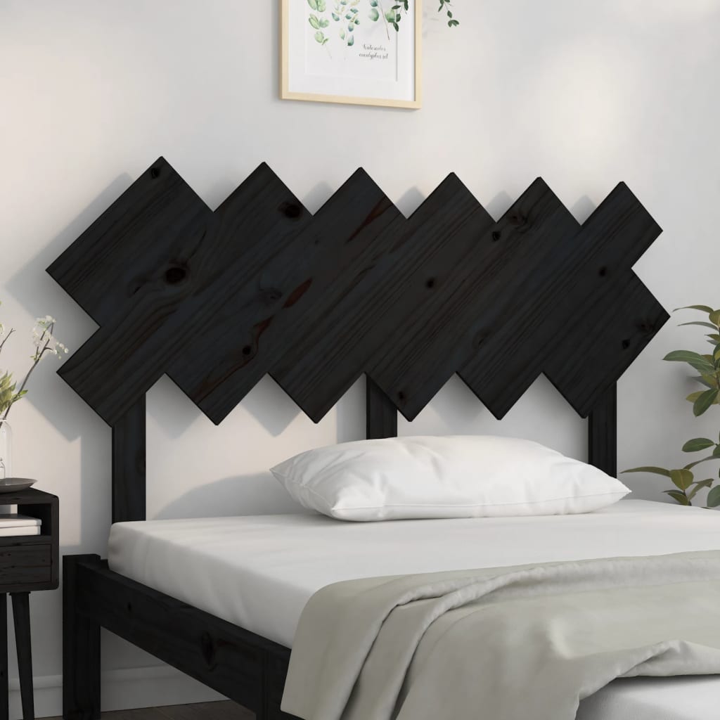 vidaXL Cabecero de cama madera maciza de pino negro 132x3x81 cm