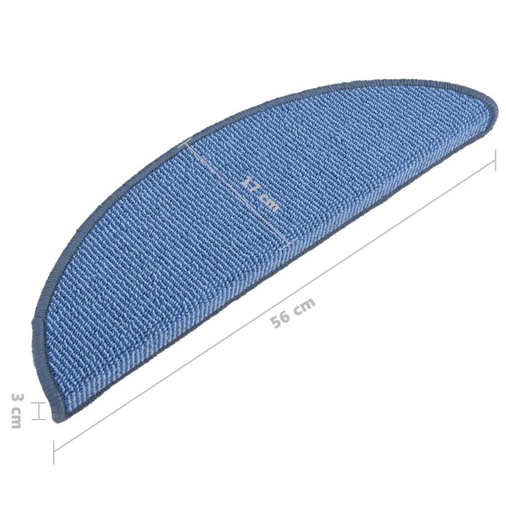 vidaXL Alfombras de peldaños de escalera 15 uds azul 56x17x3 cm