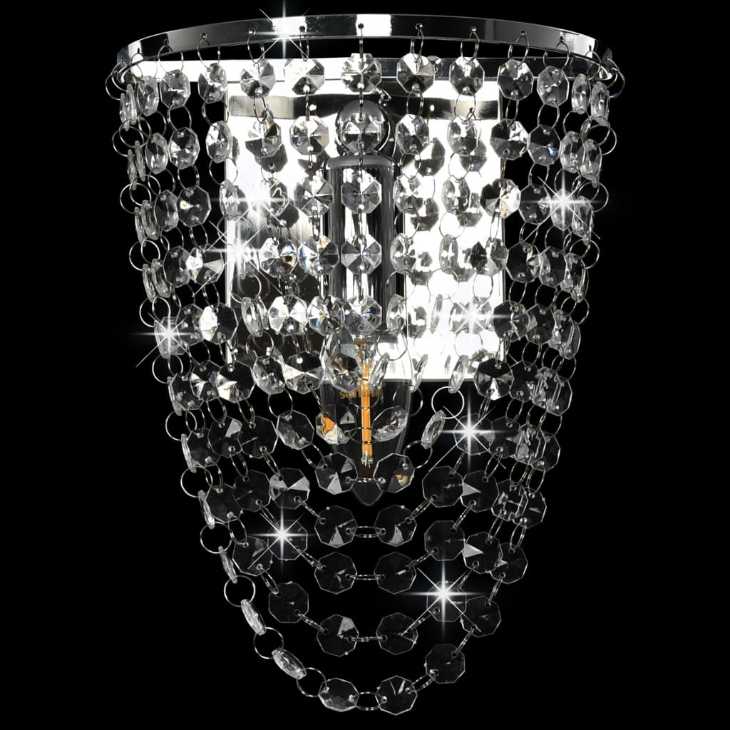 vidaXL Lámpara de pared con cuentas cristal plateado ovalada E14