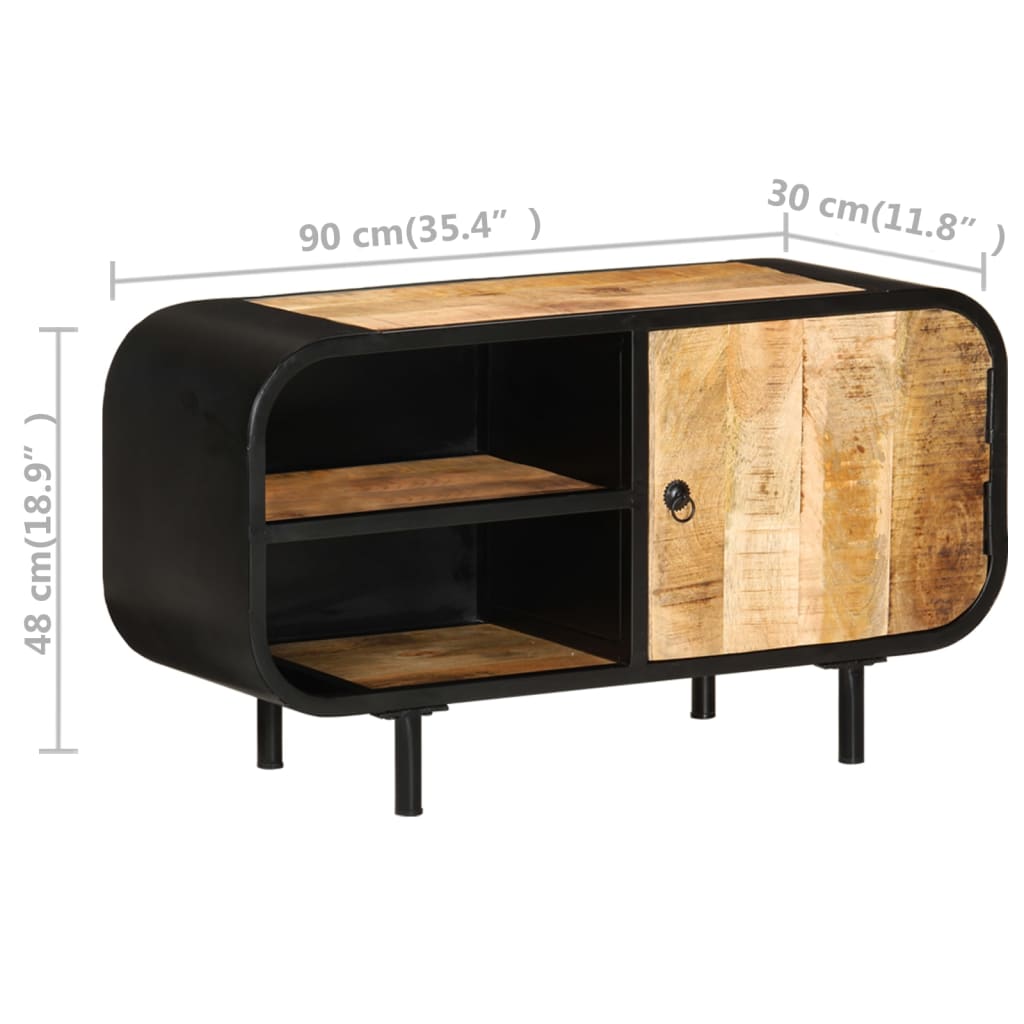 vidaXL Mueble para TV de madera maciza de mango rugosa 90x30x48 cm