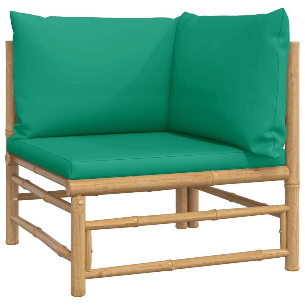vidaXL Set de muebles de jardín 2 piezas bambú con cojines verde