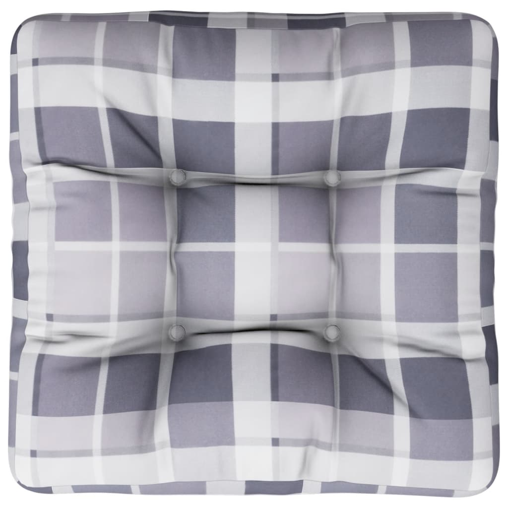 vidaXL Cojín para sofá de palets de tela a cuadros gris 60x60x12 cm